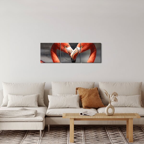 Slika dva zaljubljena flaminga (sa satom) (90x30 cm)