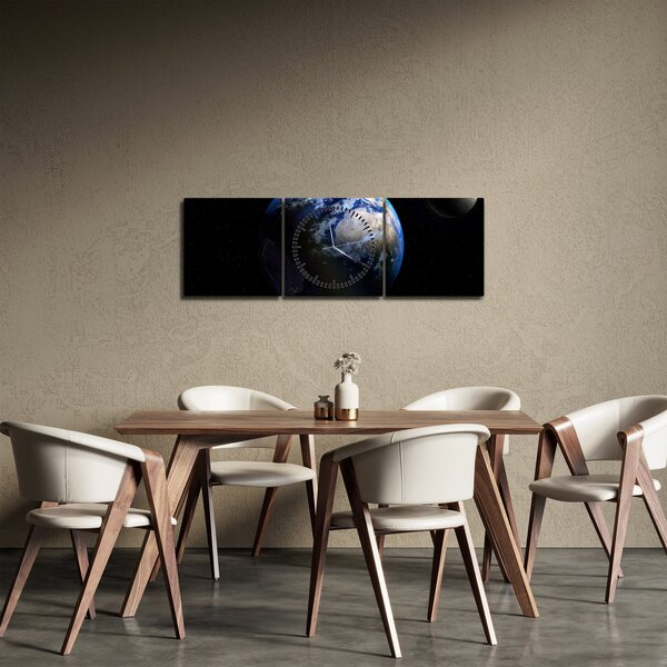 Slika planete Zemlje (sa satom) (90x30 cm)