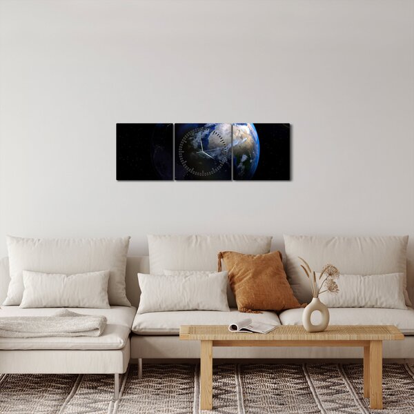 Slika planete Zemlje (sa satom) (90x30 cm)
