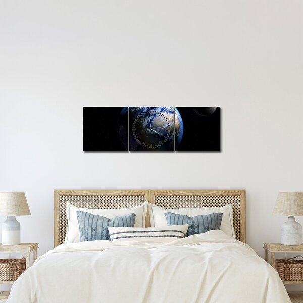 Slika planete Zemlje (sa satom) (90x30 cm)