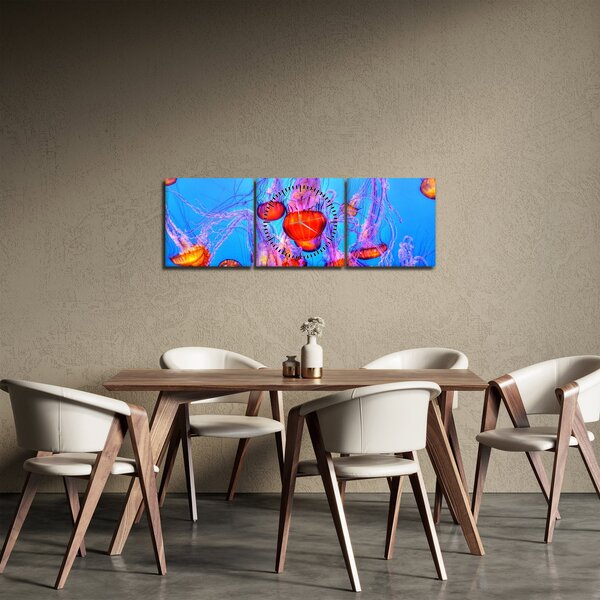 Slika meduza u moru (sa satom) (90x30 cm)