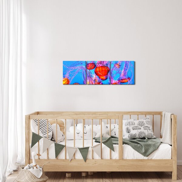 Slika meduza u moru (sa satom) (90x30 cm)