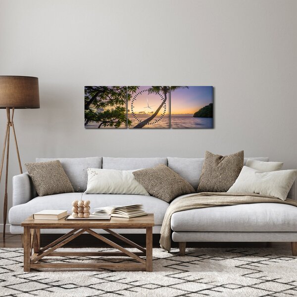 Slika palme na plaži (sa satom) (90x30 cm)