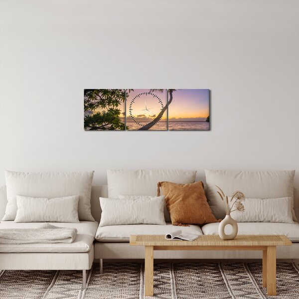 Slika palme na plaži (sa satom) (90x30 cm)