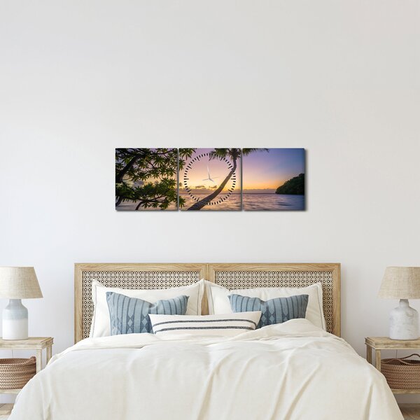 Slika palme na plaži (sa satom) (90x30 cm)