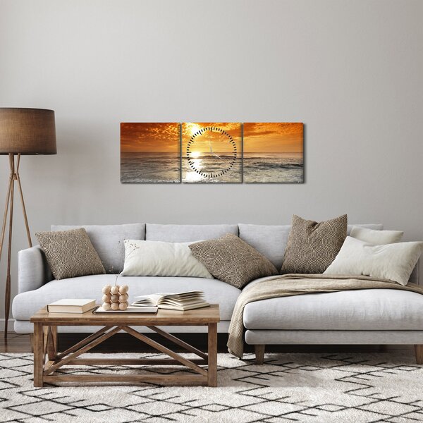 Slika zalaska sunca na Korzici (sa satom) (90x30 cm)