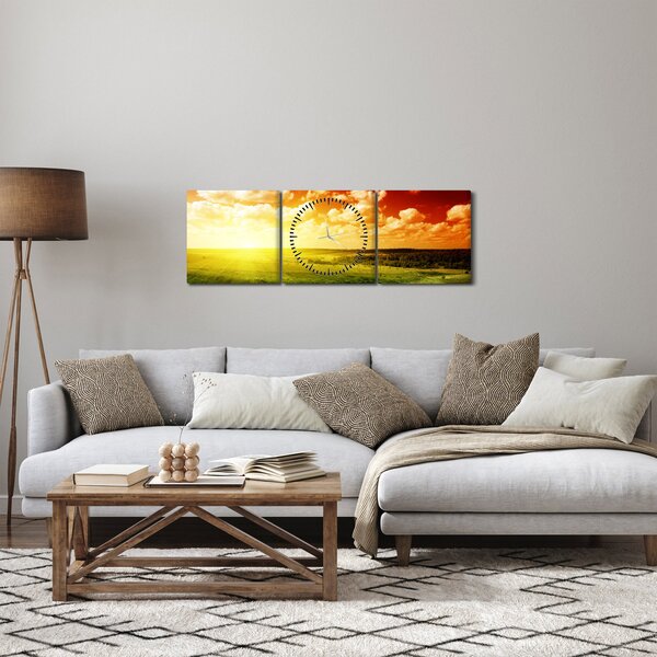 Slika livade sa sjajnim suncem (sa satom) (90x30 cm)
