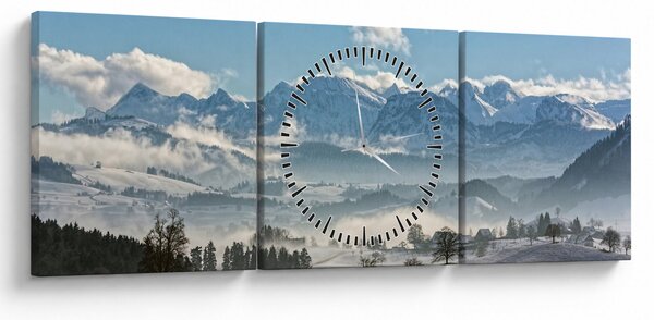 Slika snježnih planina (sa satom) (90x30 cm)