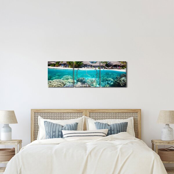 Slika plaže na tropskom otoku (sa satom) (90x30 cm)