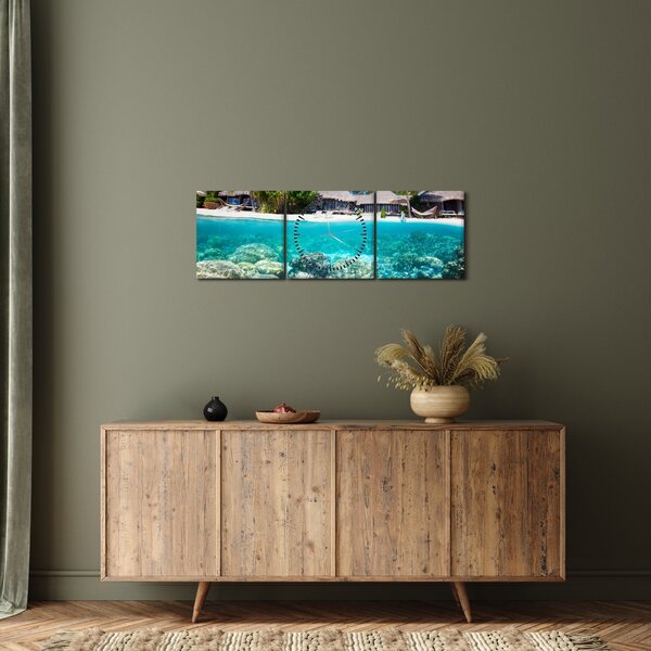 Slika plaže na tropskom otoku (sa satom) (90x30 cm)