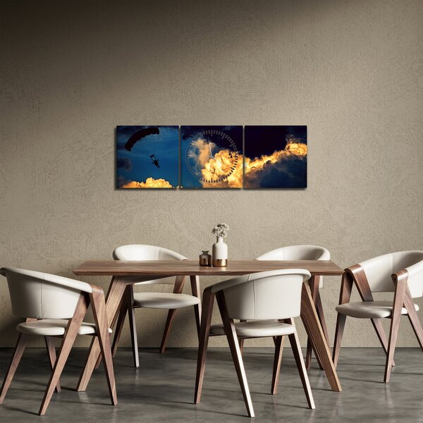 Slika padobranca u oblacima (sa satom) (90x30 cm)
