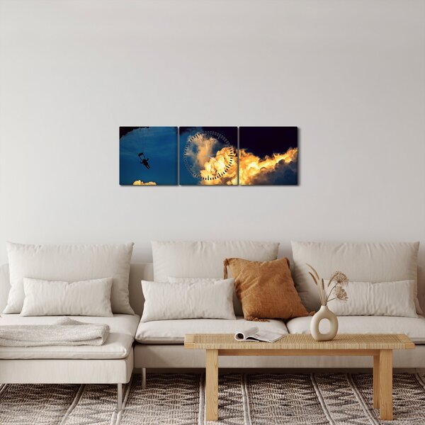 Slika padobranca u oblacima (sa satom) (90x30 cm)