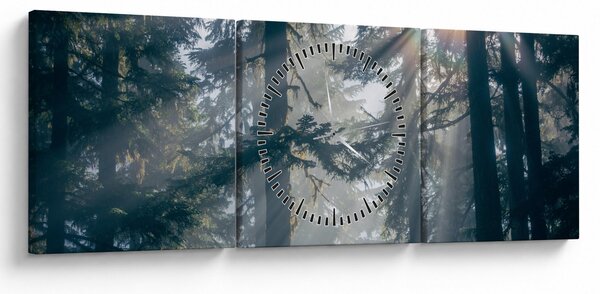 Slika drveća sa sunčevim zracima (sa satom) (90x30 cm)