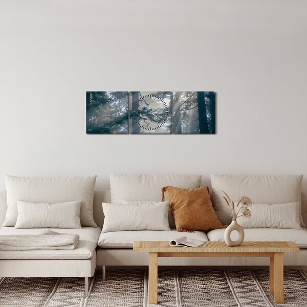 Slika drveća sa sunčevim zracima (sa satom) (90x30 cm)
