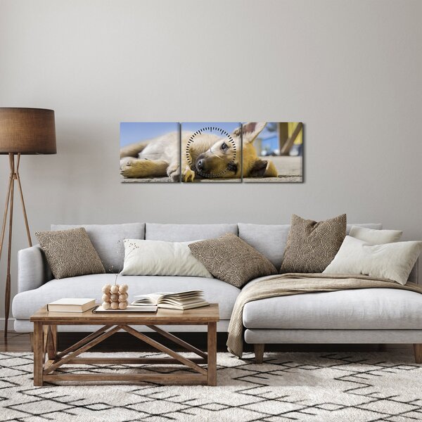 Slika ležećeg psića (sa satom) (90x30 cm)
