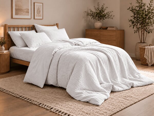 Dvostruka muslin posteljina AVESSO bijela Dimenzije posteljine: 2 kom 70 x 90 cm | 200 x 200 cm