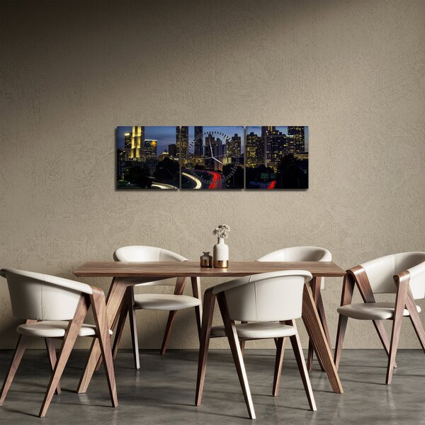Slika noćnog grada (sa satom) (90x30 cm)