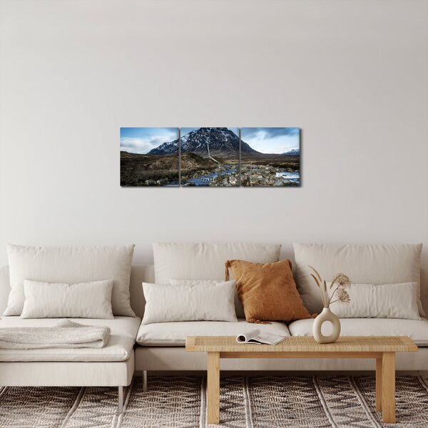 Slika planine i rijeke (sa satom) (90x30 cm)