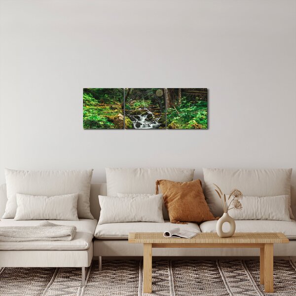 Slika potoka u šumi (sa satom) (90x30 cm)