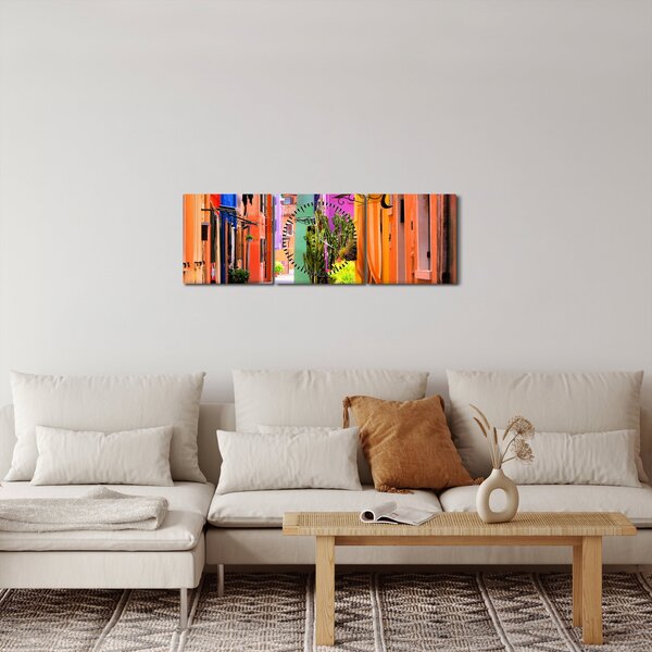 Slika šarene talijanske uličice (sa satom) (90x30 cm)