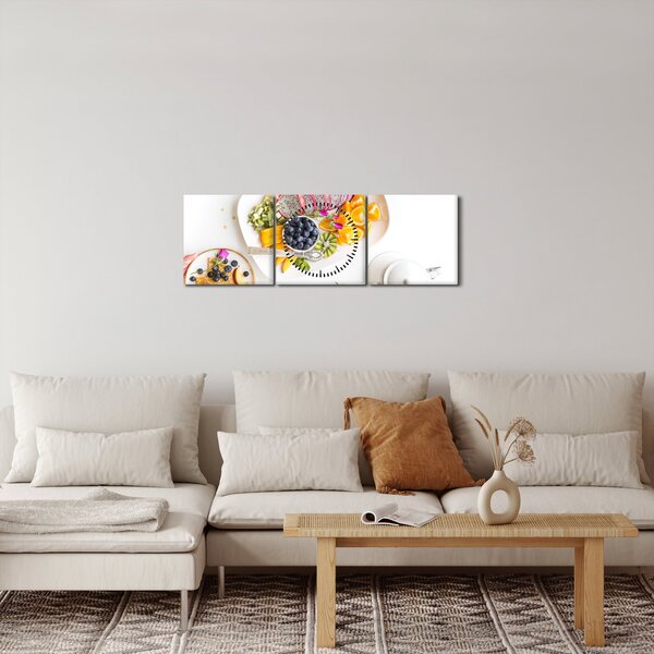Slika tanjura s voćem na stolu (sa satom) (90x30 cm)