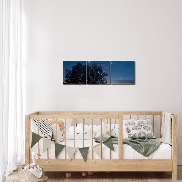 Slika drveća noću (sa satom) (90x30 cm)