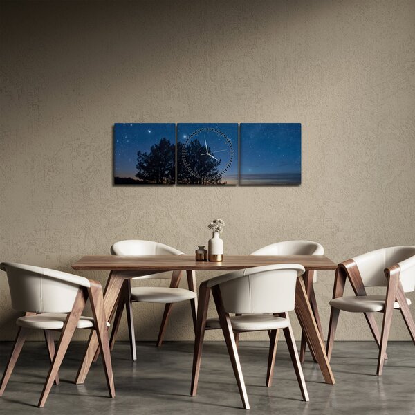Slika drveća noću (sa satom) (90x30 cm)