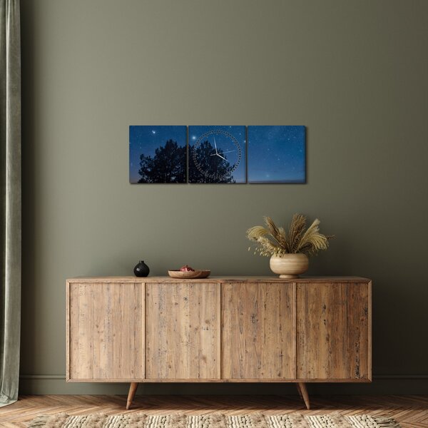 Slika drveća noću (sa satom) (90x30 cm)