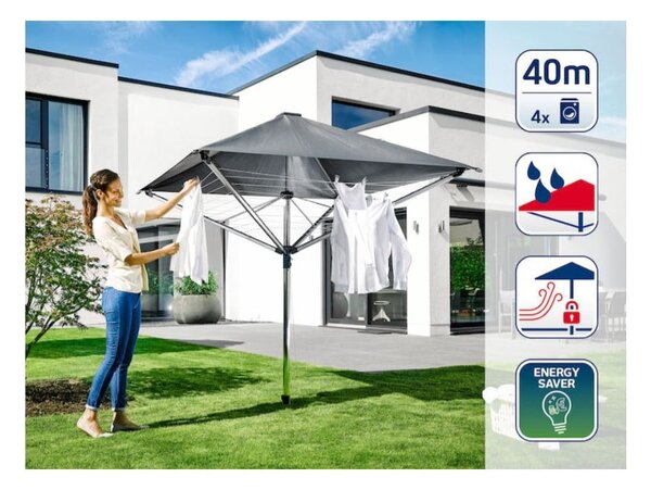 Vrtna sušilica za rublje u srebrnoj boji 40 m LinoProtect 400 – LEIFHEIT