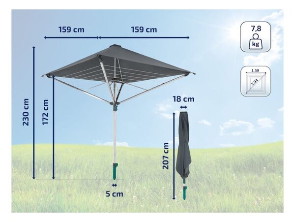 Vrtna sušilica za rublje u srebrnoj boji 40 m LinoProtect 400 – LEIFHEIT