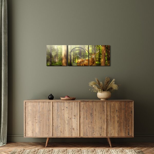 Slika jelena u šumi (sa satom) (90x30 cm)
