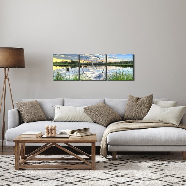 Slika jezera s trskom (sa satom) (90x30 cm)
