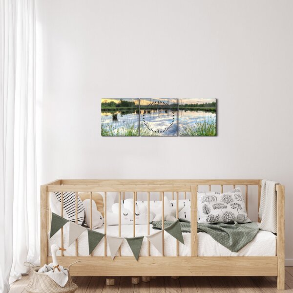Slika jezera s trskom (sa satom) (90x30 cm)