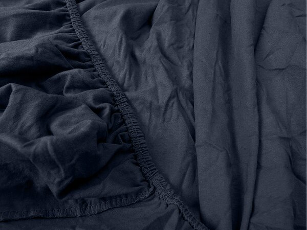 Jersey plahta s likrom tamnoplava 90 x 200 cm