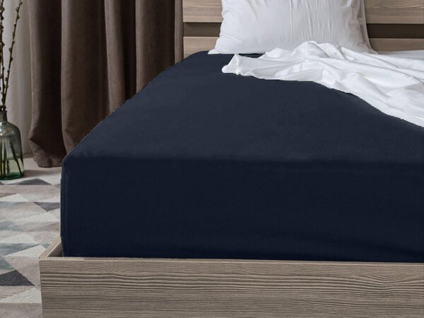 Jersey plahta s likrom tamnoplava 90 x 200 cm