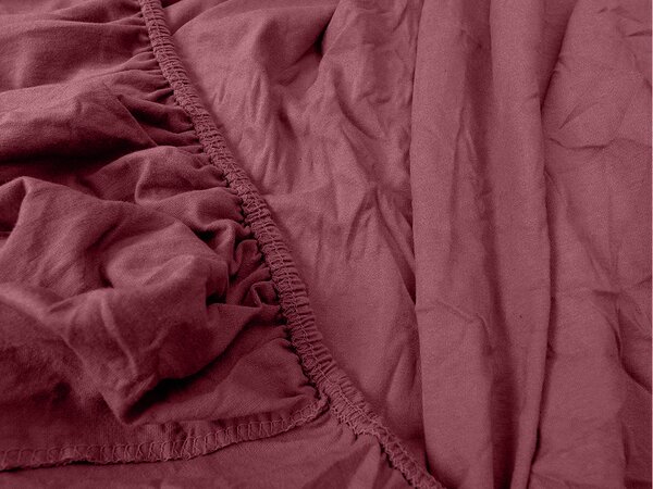 Jersey plahta s likrom boje vina 90 x 200 cm