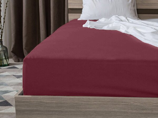 Jersey plahta s likrom boje vina 90 x 200 cm