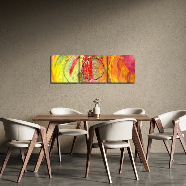 Slika apstrakcije - slikanje (sa satom) (90x30 cm)