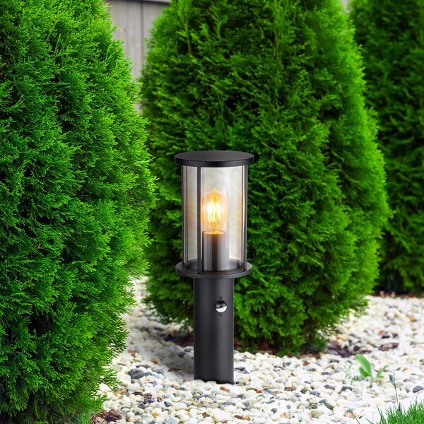 Globo Podna lampa Gracey, crna, s senzorom, 45 cm, IP54, E27, prigušiva, Crno, Metal