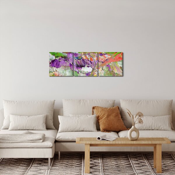 Slika apstrakcije - slikanje (sa satom) (90x30 cm)