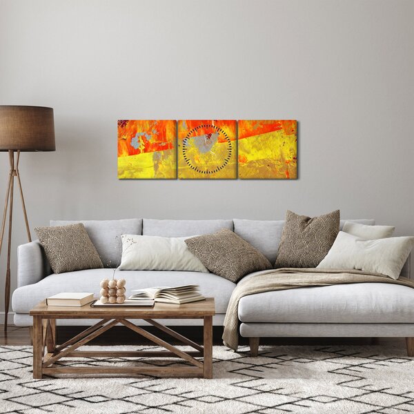 Slika apstrakcije - slikanje (sa satom) (90x30 cm)