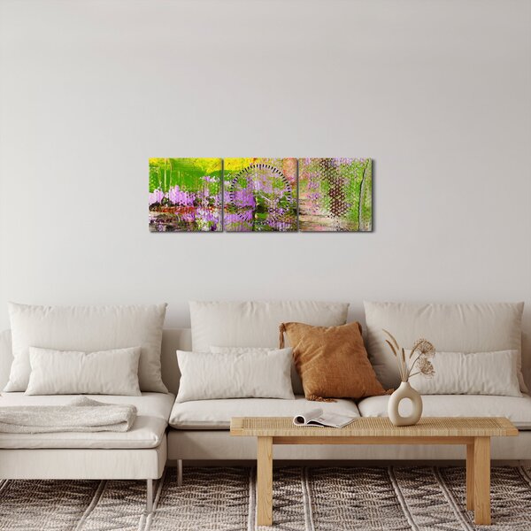 Slika apstrakcije - slikanje (sa satom) (90x30 cm)