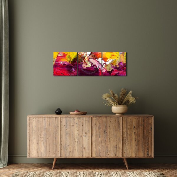 Slika apstrakcije - slikanje (sa satom) (90x30 cm)