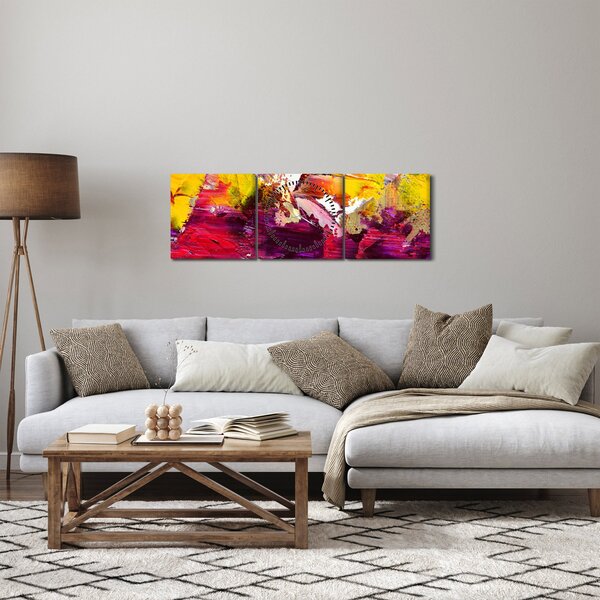 Slika apstrakcije - slikanje (sa satom) (90x30 cm)