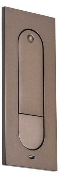 Set od 2 moderne zidne svjetiljke tamna bronca uklj. LED i USB-C priključak - Hilton