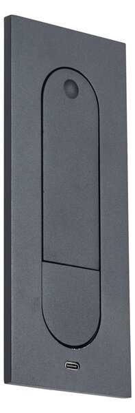 Set od 2 moderne zidne svjetiljke crne boje uklj. LED i USB-C priključak - Hilton