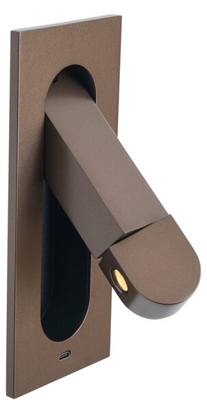 Set od 2 moderne zidne svjetiljke tamna bronca uklj. LED i USB-C priključak - Hilton