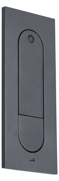 Moderna zidna svjetiljka crna uklj. LED i USB-C priključak - Hilton