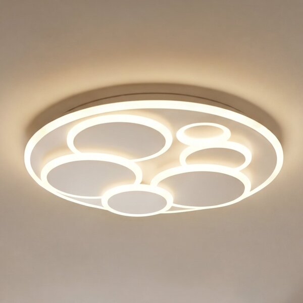 FISCHER & HONSEL LED stropna svjetiljka Dots, bijela, Ø 50 cm, metal/akril, CCT, prigušiva, Bijela, Dnevni boravak/blagovaonica, Metal