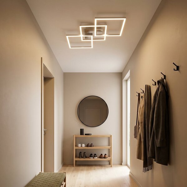 Briloner LED stropna svjetiljka Frame step-dim krom-aluminij 76x37cm, prigušiva, Metalik, Dnevni boravak/blagovaonica, Metal, Stropni kvadrat izravno